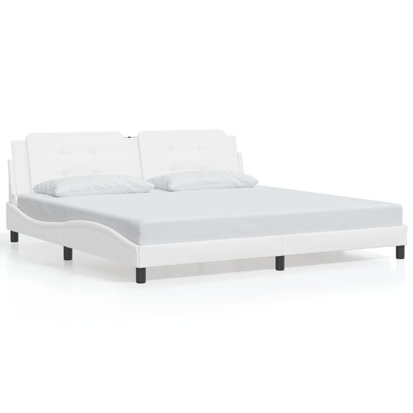 vidaXL Cadre de lit sans matelas blanc 200x200 cm similicuir