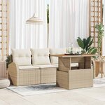 vidaXL Ensemble de canapé de jardin avec coussin 5 Pièces beige et crème