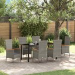 vidaXL Ensemble de salle à manger pour jardin 7 Pièces Gris Poly rotin
