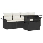 vidaXL Set de canapés de jardin 5 pièces avec des coussins noirs en rotin synthétique