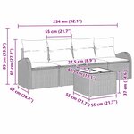 vidaXL Ensemble de canapés de jardin 5 pièces avec coussins en poly rattan gris