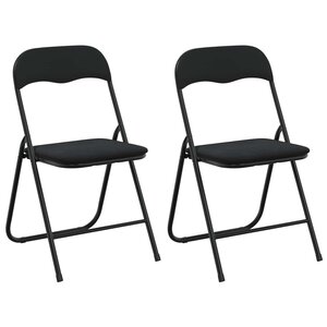 vidaXL Chaise pliante 2 pc Velours Noir 48 x 44 x 78 cm