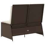 vidaXL Banc inclinable de jardin avec coussins marron résine tressée