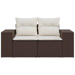 vidaXL Canapé de jardin avec coussins 2 places marron résine tressée