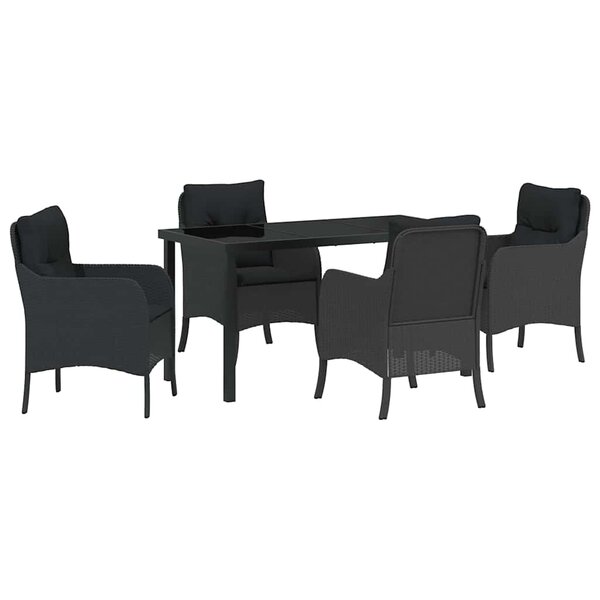 vidaXL Ensemble de salle à manger pour jardin 5 Pièces Noir Poly rotin