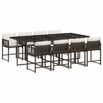vidaXL Ensemble à manger de jardin et coussins 9 Pièces marron poly rotin
