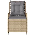 vidaXL Chaises inclinables de jardin lot de 2 beige résine tressée