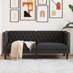 vidaXL Canapé Chesterfield Argyle Noir 174 x 74.5 x 70.5 cm Faux cuir