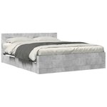 vidaXL Cadre de lit et tête de lit sans matelas gris béton 150x200 cm