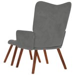 vidaXL Fauteuil relax avec tabouret en velours gris foncé