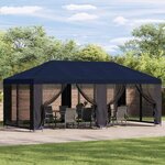 vidaXL Gazebo avec murs latéraux 6 x 3 m Bleu Polyester et Acier 190