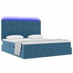 vidaXL Lit de rangement LED avec matelas Bleu foncé 200 x 200 cm