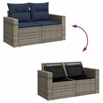 vidaXL Salon de jardin avec coussins 7 Pièces noir résine tressée acacia