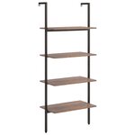 vidaXL Étagère inclinée à 4 niveaux Marron foncé et noir 64x35x152 5cm