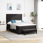 vidaXL Lit à ressorts avec matelas Noir 140 x 200 cm Velours