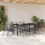 vidaXL Ensemble de salle à manger pour jardin 7 Pièces Noir polyrotin