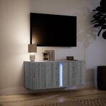 vidaXL Meuble TV mural avec lumières LED sonoma gris 80x31x35 cm