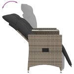 vidaXL Canapé de jardin inclinable 2 places avec table gris poly rotin