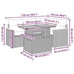 vidaXL Salon de jardin 5 Pièces avec coussins noir résine tressée acacia