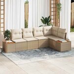 vidaXL Ensemble de canapé de jardin 5 Pièces Beige Poly rotin