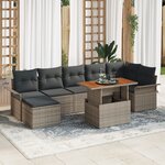 Ensemble de Canapé de Jardin en 8 Pièces avec Coussins Gris