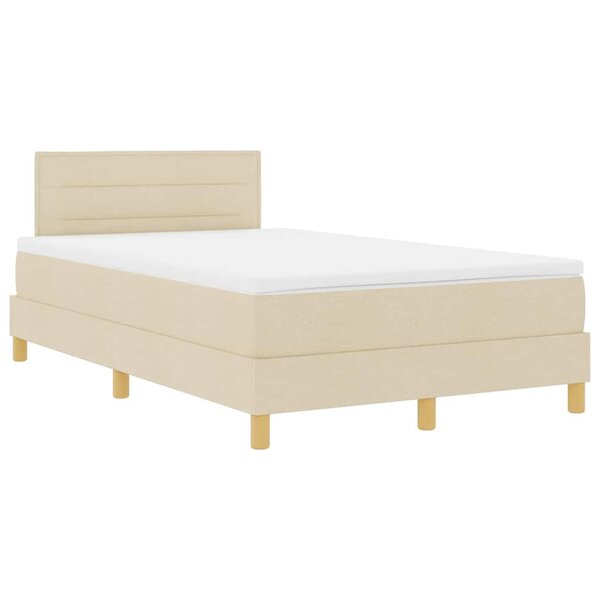 vidaXL Lit à ressort LED avec bandes LED Crème 120 x 200 cm tissu