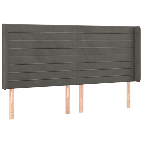 vidaXL Tête de lit avec oreilles Gris foncé 183x16x118/128 cm Velours