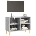 vidaXL Meuble TV avec pieds en bois massif Gris béton 69 5x30x50 cm