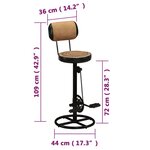 vidaXL Tabouret de bar imprimé en toile lot de 2 cuir chèvre véritable