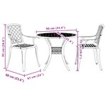 vidaXL Ensemble de bistrot 3 Pièces bronze aluminium coulé