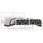 vidaXL Cadre de lit métal sans matelas et pied de lit blanc 140x190 cm
