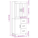 vidaXL Buffet haut Gris béton 69 5x34x180 cm Bois d'ingénierie