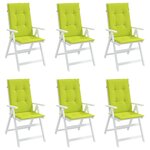 vidaXL Coussins de chaise de jardin à dossier haut lot de 6 vert vif