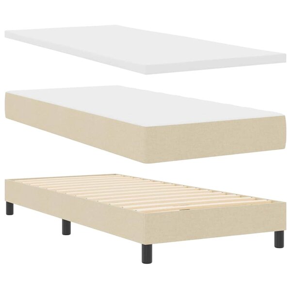 Box Spring vidaXL avec Matelas Crème 100x200 cm Tissu