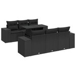 vidaXL Salon de jardin 7 Pièces avec coussins noir résine tressée