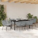 vidaXL Ensemble de salle à manger pour jardin 7 Pièces Gris Poly rotin
