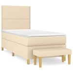 vidaXL Sommier à lattes de lit avec matelas Crème 100x200 cm Tissu