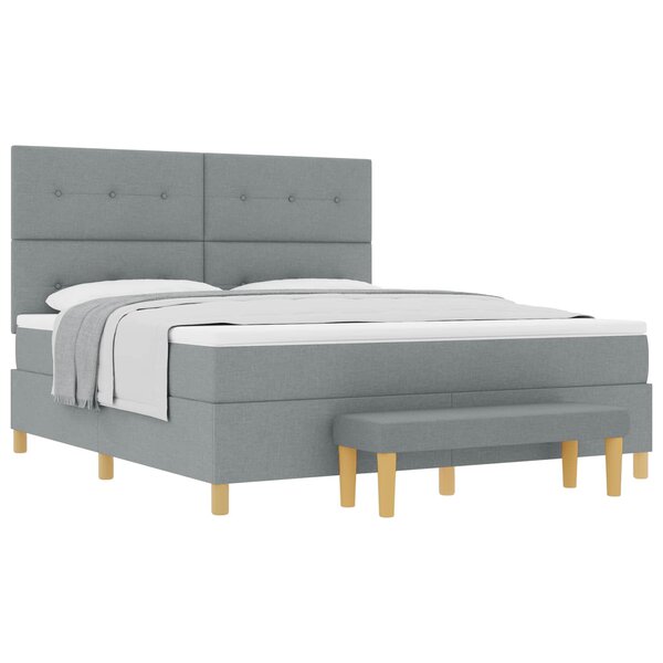 vidaXL Lit à ressorts avec tête de lit Gris clair 200 x 180 cm tissu