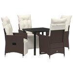 vidaXL Ensemble de salle à manger pour jardin 5 Pièces Marron Poly rotin