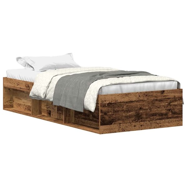 vidaXL Cadre de lit sans matelas vieux bois 100x200 cm bois ingénierie