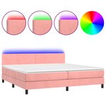 vidaXL Sommier à lattes de lit avec matelas LED Rose 200x200cm Velours