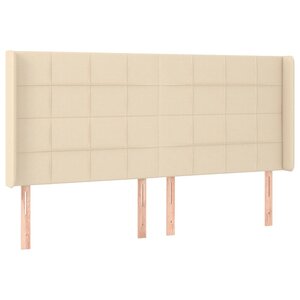 vidaXL Tête de lit avec oreilles Crème 203x16x118/128 cm Tissu