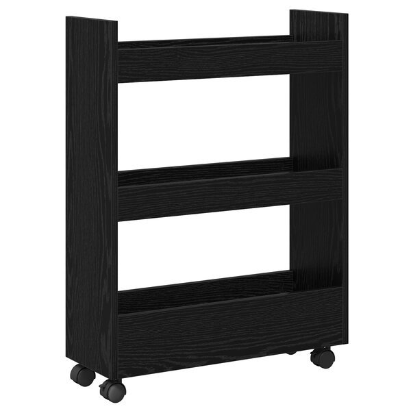 vidaXL Chariot de rangement étroit 3 niveaux Chêne noir Bois conçu