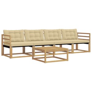 vidaXL Ensemble de canapés d'extérieur 5 Pièces Blanc et Beige