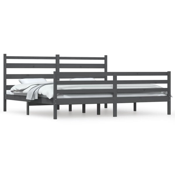 vidaXL Cadre de lit Bois de pin massif 200x200 cm Gris