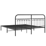 vidaXL Cadre de lit métal avec tête de lit noir 183x203 cm