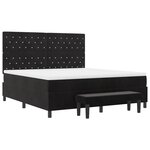 vidaXL Lit avec sommier  matelas & banc noir 180x200 cm en velours