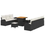 vidaXL Ensemble de canapé de jardin avec coussin 10 Pièces Noir et Crème