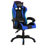 Chaise fauteuil siège pivotante de bureau informatique étude de jeux vidéo avec LED RVB et similicuir bleu 02_0024201