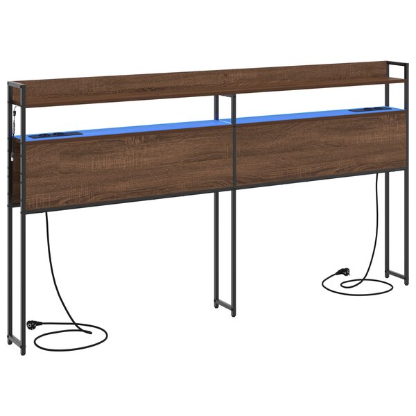 vidaXL Tête de lit de rangement Chêne marron 200 cm Bois d'ingénierie